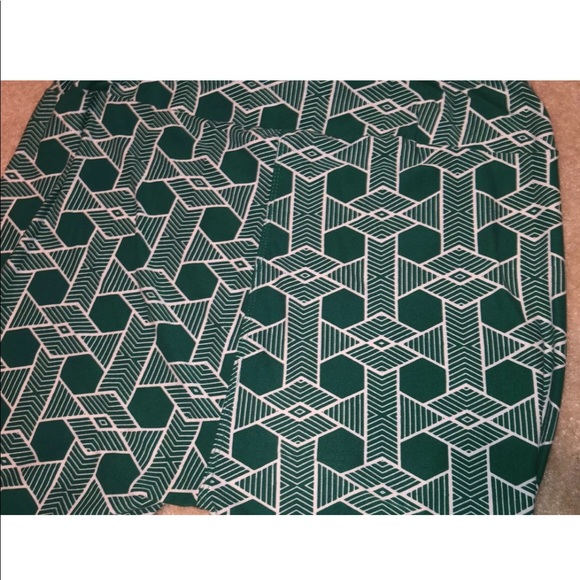 EUC Ladies Lularoe TC Green & White leggings - Picture 4 of 4